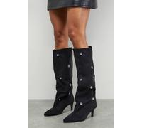 Dorothy Perkins Faith: Noa Faux Studded Medium Stiletto Heel Knee Boots In Natural Black natural black 4