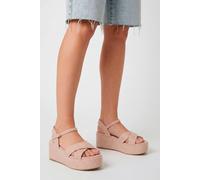 Dorothy Perkins Faith: Olivia Open Toe Platform Espadrille Wedge Sandals In Pink pink