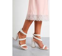 Dorothy Perkins Faith: Phoebe Strap Block High Heel Sandals In White white