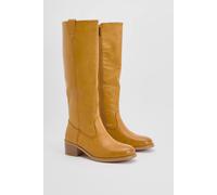 Dorothy Perkins Faith: Rita Faux Leather High Leg Block Heel Boots In Classic Tan classic tan