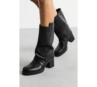 Dorothy Perkins Faith: Romie Faux Leather Straight Leg High Block Heel Platform Calf Boots In Black black 4
