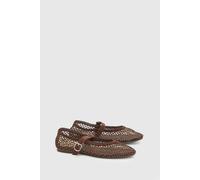 Dorothy Perkins Faith: Shelly Faux Leather Netted Rhinestone Ballet Flats In Chocolate chocolate