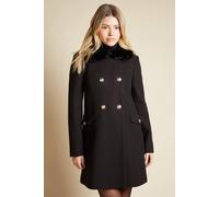 Dorothy Perkins Faux Fur Collar Dolly Coat In Black black
