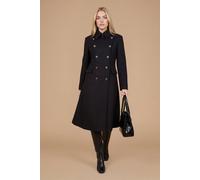 Dorothy Perkins Fit And Flare Military Button Midi Coat In Black black