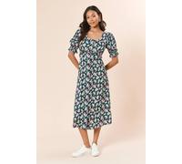 Dorothy Perkins Women's Floral Button Front Puff Sleeve Midi Dress | Size: 8 Dorothy Perkins Floral 8