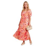 Dorothy Perkins Floral Cold Shoulder Bardot Puff Sleeve Tiered Maxi Dress