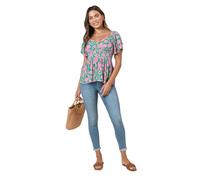 Dorothy Perkins Floral Double Frill Sleeve Peplum Top, 8, floral