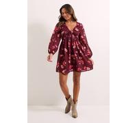 Dorothy Perkins Floral Empire Seam Blouson Sleeve Printed Mini Dress floral 18