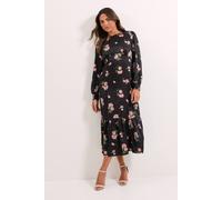 Dorothy Perkins Floral Empire Seam Blouson Sleeve Sleeve Midi Dress In Black black 8