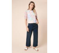 Dorothy Perkins Floral Gathered Neckline Puff Sleeve Mesh Jersey Top floral 16