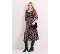 Dorothy Perkins Floral Printed Lace Trim Blouson Sleeve Midi Dress floral 12