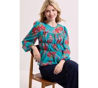 Dorothy Perkins Floral Sheer Yoke Printed Chiffon Shirred Top floral 18