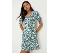 Womens Floral Short Sleeve V Neck Mini Dress Multi 16