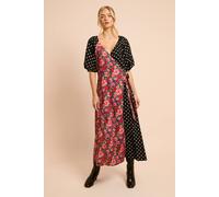 Dorothy Perkins Floral Spot Puff Sleeve Print Mix Wrap Midi Dress multi