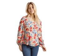 Dorothy Perkins Floral V Neck Blouson Sleeve Top