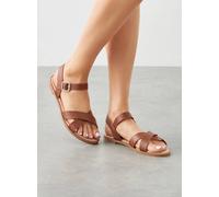 DOROTHY PERKINS Florence Cross Strap Flat Sandals Tan 7