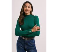 Dorothy Perkins Forest Funnel Neck Button Cuff Longline Jumper forest XL