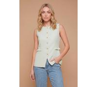 Dorothy Perkins Frill Pocket Detail Button Up Waistcoat In Sage sage