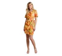 Dorothy Perkins Women's Fruit Lace Trim Wrap Skirt Poplin Printed Mini Dress in Orange | Size: 18 Dorothy Perkins Orange 18