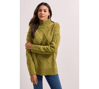 Dorothy Perkins Funnel Cable Tunic Jumper In Olive olive S