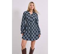 Dorothy Perkins Women's Gingham Button Detail Blouson Sleeve Jersey Mini Dress | Size: 16 Dorothy Perkins Gingham 16