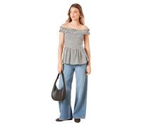 Dorothy Perkins Gingham Shirred Bodice Bardot Peplum Top, 14, Gingham