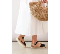 Dorothy Perkins Good For The Sole Aria Faux Suede Peeptoe Espadrille Flat Sandals In Natural Black natural black 4