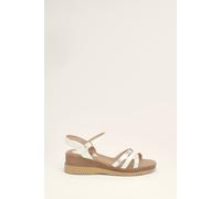 Dorothy Perkins Good For The Sole: Bella Flexisole Faux Leather Mix Cross Straps Platform Wedge Sandals In White white