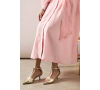 Dorothy Perkins Good For The Sole: Emmie Faux Leather T-Bar Pointed Kitten Heel Court Shoes In Gold gold 5