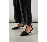 Dorothy Perkins Good For The Sole: Emmie Faux Suede T-Bar Pointed Kitten Heel Court Shoes In Natural Black natural black 3