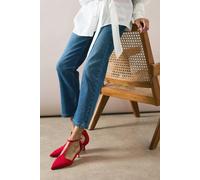 Dorothy Perkins Good For The Sole: Emmie Faux Suede T-Bar Pointed Kitten Heel Court Shoes In Red red 8
