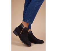 Dorothy Perkins Good For The Sole: Extra Wide Fit Mira Material Mix Zip Flat Ankle Boots In Natural Black natural black