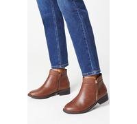 Dorothy Perkins Good For The Sole: Extra Wide Fit Mira Material Mix Zip Flat Ankle Boots In Tan tan