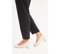 Dorothy Perkins Good For The Sole: Fiorette Faux Patent Leather Padded Comfort Sock Low Block Heeled Court Shoes In Nude nude 8