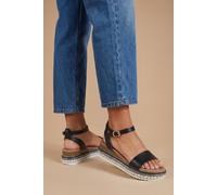 Dorothy Perkins Good For The Sole: Hester Faux Leather Embellished Flatform Wedge Sandals In Black black