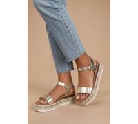 Dorothy Perkins Good For The Sole: Hester Faux Leather Embellished Flatform Wedge Sandals In Gold gold