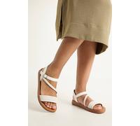 Dorothy Perkins Good For The Sole: Isabella Flexisole Faux Leather Cross Strap Plait Detail Flat Sandals In White white