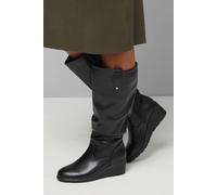 Dorothy Perkins Good For The Sole: Laura Comfort Ruche Medium Casual Wedge Knee Boots In Black black 8