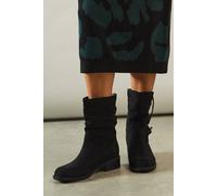 Womens Good For The Sole: Maggie Rouche Buckle Detail Low Block Heel Ankle Boots Natural Black 3