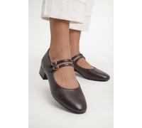 Dorothy Perkins Good For The Sole Maxine Double Buckle Low Block Heel Faux Leather Ballerinas In Brown brown