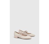 Dorothy Perkins Good For The Sole Maxine Faux Leather Double Buckle Low Block Heel Ballerinas In Beige beige