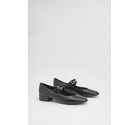 Dorothy Perkins Good For The Sole Maxine Faux Leather Double Buckle Low Block Heel Ballerinas In Black black