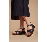 Dorothy Perkins Good For The Sole: Millie Flexisole Cross Strap Faux Leather Platform Sandals In Black black