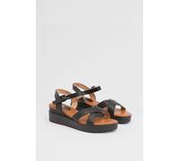 Good For the Sole Women's : Millie Flexisole Faux Leather Cross Strap Platform Sandals in Black | Size: 7 Good For the Sole Black 7
