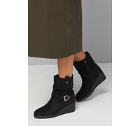 Dorothy Perkins Good For The Sole: Paloma Comfort Ruche Buckle Detail Medium Wedge Casual Ankle Boots In Natural Black natural black 6