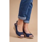 Good For the Sole Women's : Reese Espadrille Wedge Sandals in Navy | Size: 8 Good For the Sole Navy 8