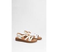 Dorothy Perkins Good For The Sole: Wide Fit Axel Comfort Cross Strap Low Wedge Sandals In White white 3