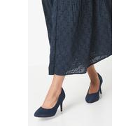 Dorothy Perkins Good For The Sole: Wide Fit Elsa Almond Toe Stiletto Heel Court Shoes In Navy navy