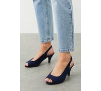 Dorothy Perkins Good For The Sole: Wide Fit Evelyn Peep Toe Sling Back Heeled Sandals In Navy navy