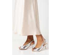 Dorothy Perkins Good For The Sole: Wide Fit Evelyn Peep Toe Sling Back Heeled Sandals In Silver silver 7